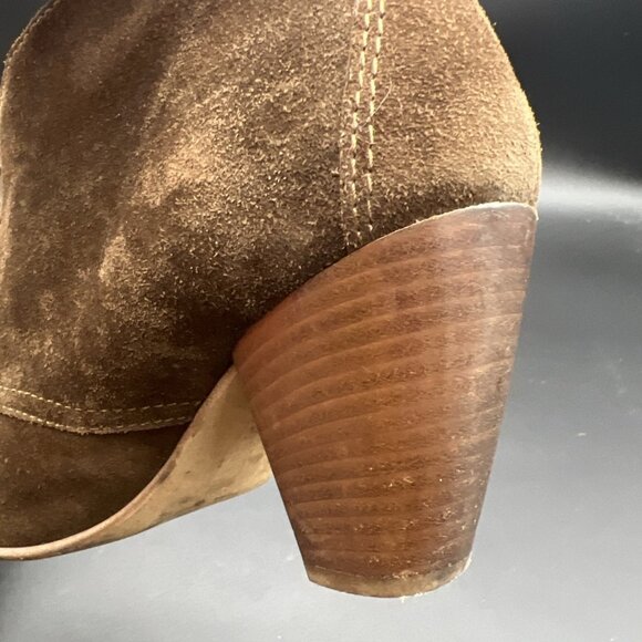 MADEWELL 1937 Lace Up Womens 7.5 Suede Heels Booties Shoes Brown Italy - Picture 8 of 16